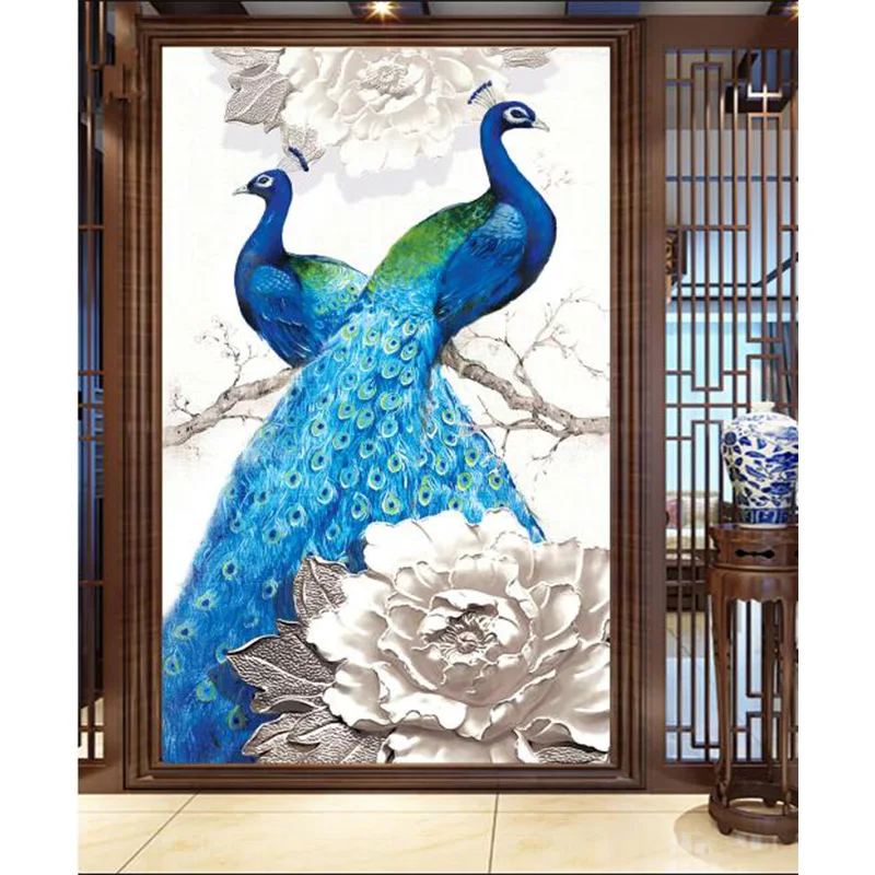 

Youran Blue Peacock Lovers 5D DIY Diamond Painting Rhinestone Diamond Painting Cross Stitch Set Diamond Embroidery Mosaic Animal