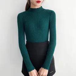 Новый Повседневное Водолазка пуловер с длинными рукавами свитера Мода 2018 Для женщин корейский стиль Вязаный Свитер Осень зимний свитер