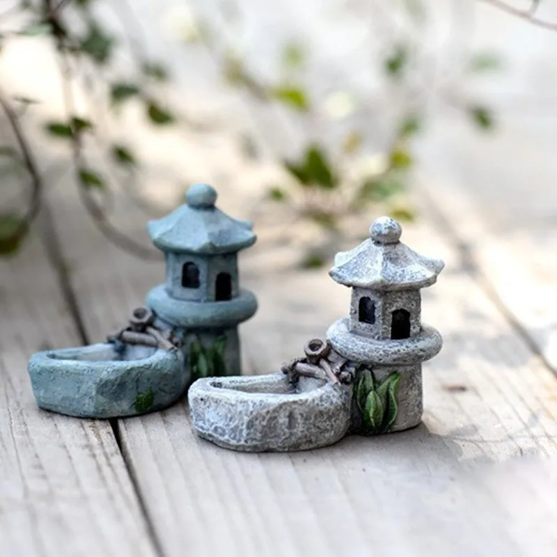 

1 PC Mini Craft Micro Landscaping Miniature Fairy Artificial Pool Tower Garden Home Decoration Random