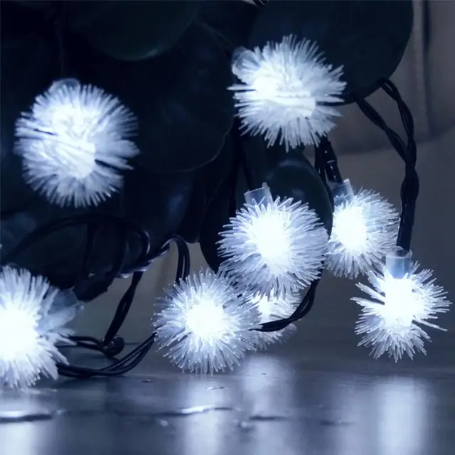 20 LEDs Solar Power Fairy String Lights Hair Ball Decorative Garden Outdoor Lighting Festival Party Home Illumination Decor PO3