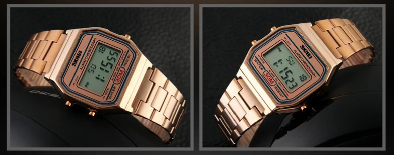 Relogio Feminino SKMEI часы женские модные роскошные часы из розового золота Reloj Mujer водонепроницаемые женские цифровые часы из нержавеющей стали