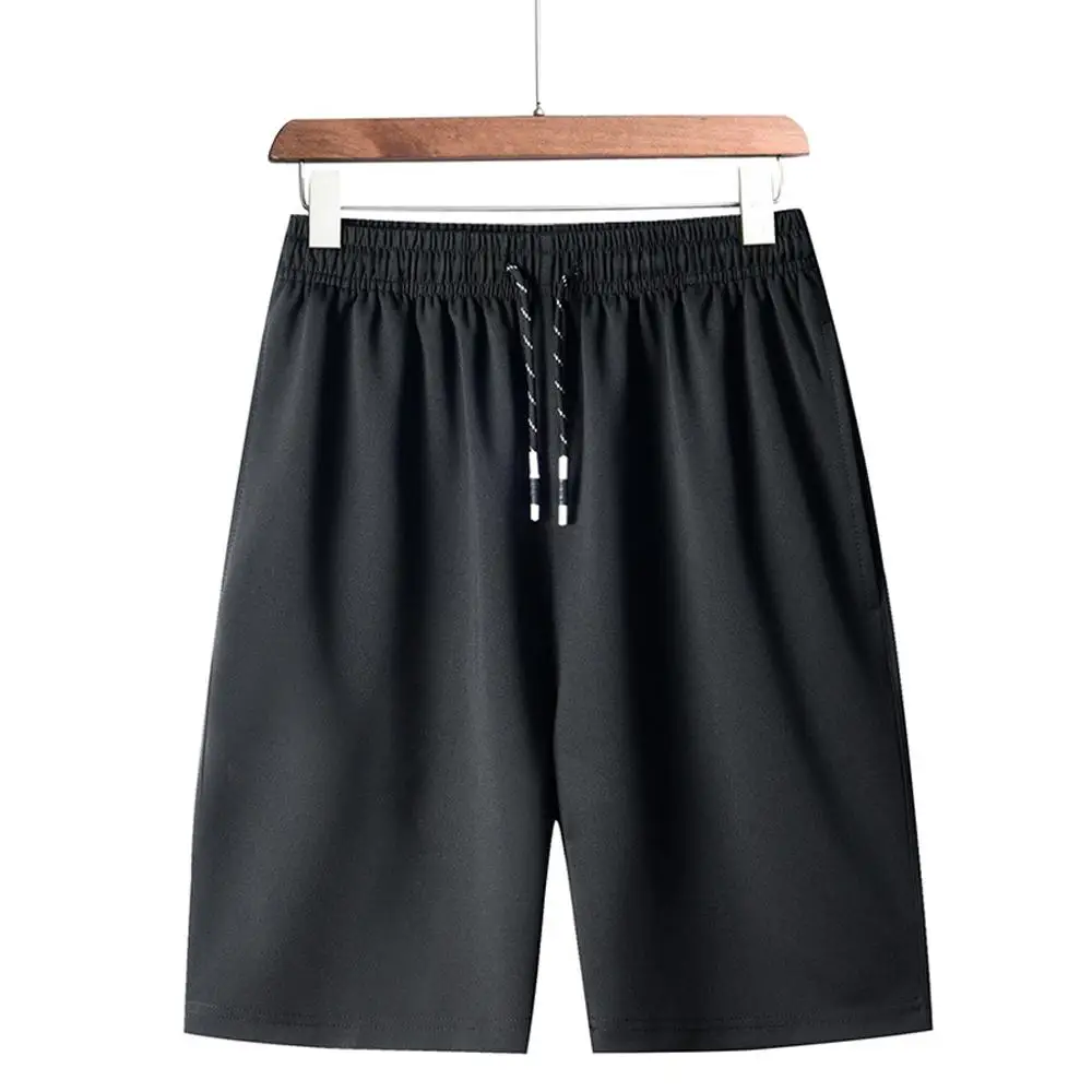 Мужские пляжные шорты для плавания, свободные тонкие брюки, большой размер, мужские купальные костюмы, Прямая поставка#0507 - Цвет: BK