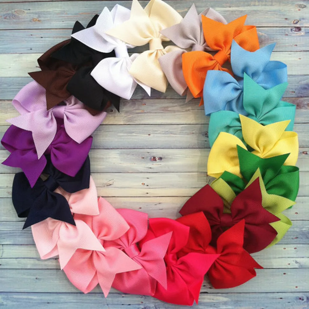 20pcs 3 Boutique Hair Bows Girls Kids Children Alligator Clip Grosgrain Ribbon