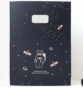 Милый мультяшный медведь дневник корейская мода B5 записные книжки 18*25*0,9 см 128 страниц на подкладке листы ПВХ Обложка Kawaii журнал подарок - Цвет: planet navy