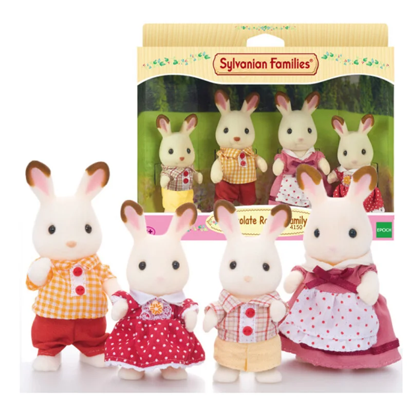 Sylvanian Families шоколадный кролик семейный кукольный домик 4 шт. Набор фигурок для родителей и детей девочка игрушка подарок новинка 4150