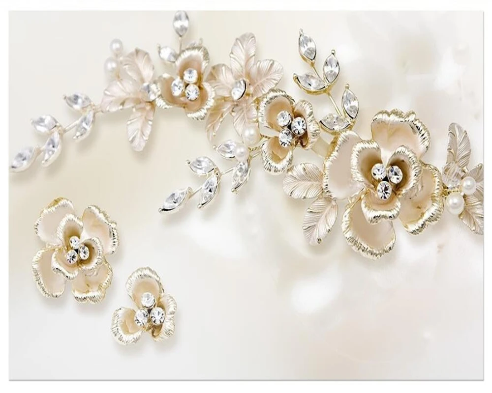 Обои на заказ Роскошные жемчужные цветы 3d евро ТВ фон гостиная спальня диван обои