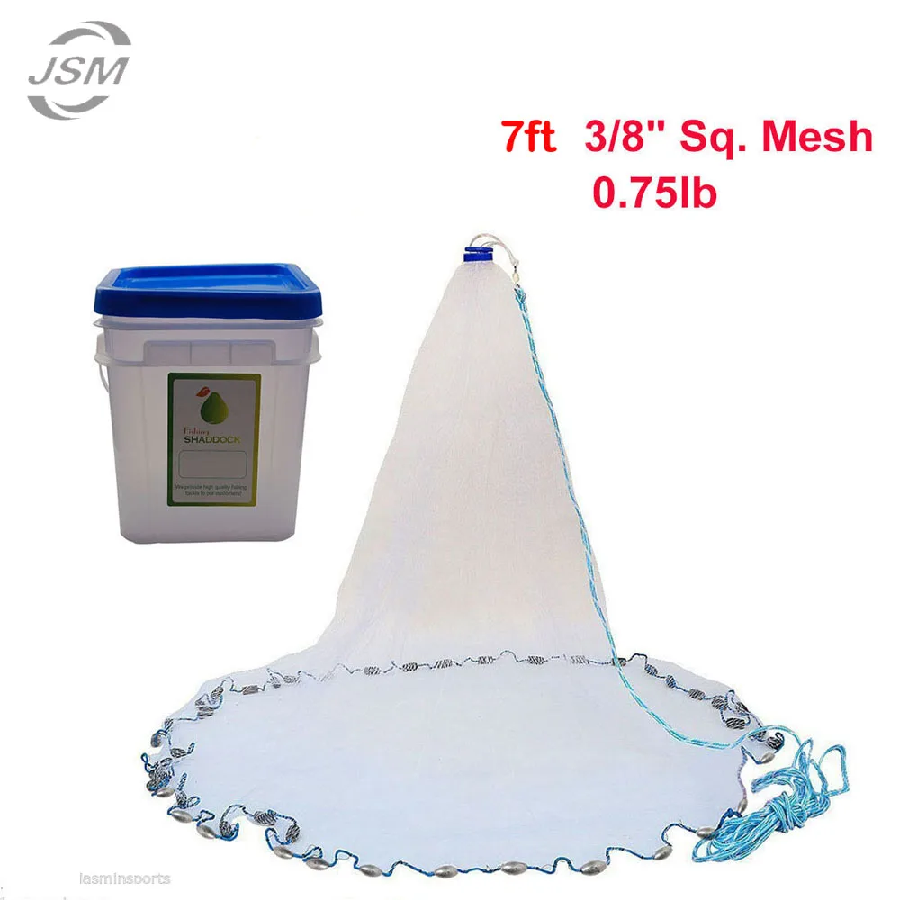 7ft 3/8 Sq Mesh American style Cast Net with lead Sinkers fish