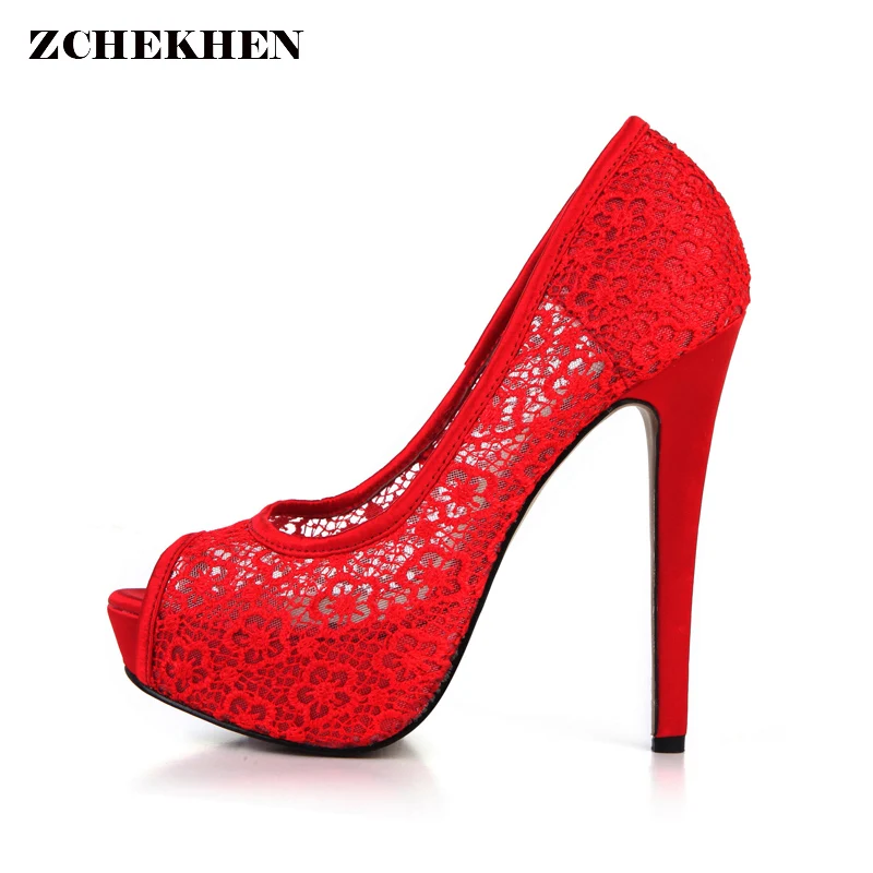 

See Through Fashion Design Women's High Heel Pumps Summer Cherr Party Wedding Stiletto Thin Heels red black