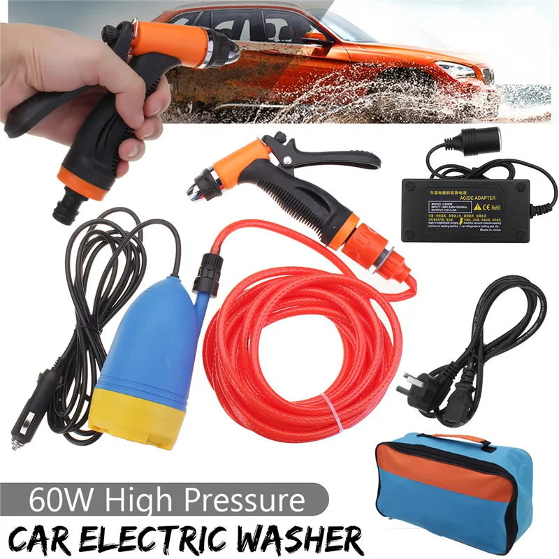 

1Set 60W Electric Washer With Charger inverter Adapter Kit High Pressure Cleaner Water spray Care Washing Machine Tool for Car