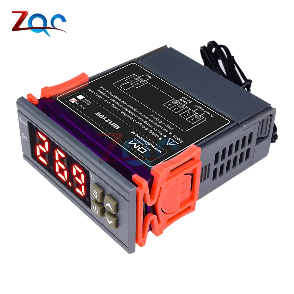 DC 12V 24V AC 110V 220V светодиодный цифровой Температура Управление; терморегулятор Термостат Управление W/нагревателем и охладителем зонд - Цвет: MH1210W DC 9V-72V