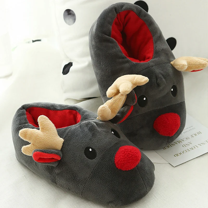 

Christmas slippers women plush flat warm winter woman slipper non-slip soft funny slippers for home 2018 new arrival