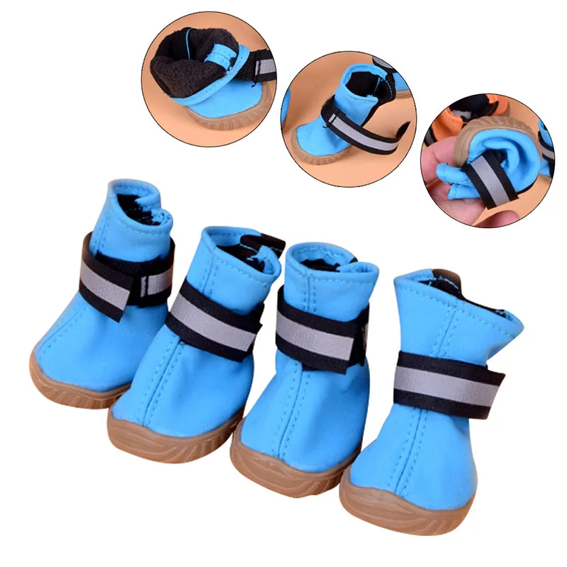 4Pcs/Set Waterproof Winter Pet Dog Shoes Small Dog's Boots Cotton Non