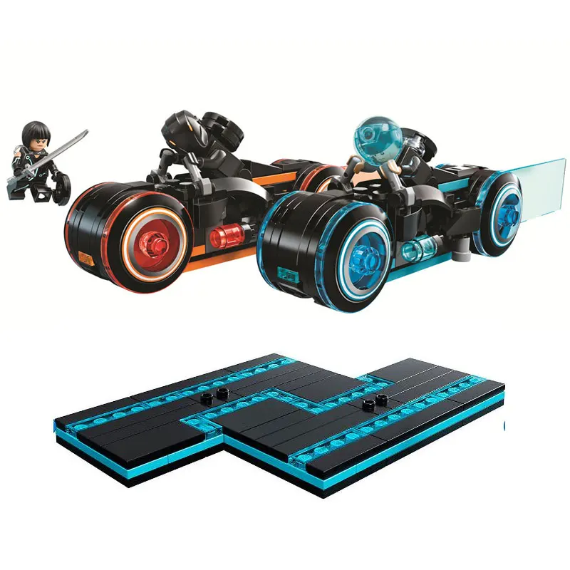 

10881 Tron Legacy Light Cycles Racing Motor Bike Lightstream Bela Building Blocks Toys Compatible Legoings 21314 Brick Toy