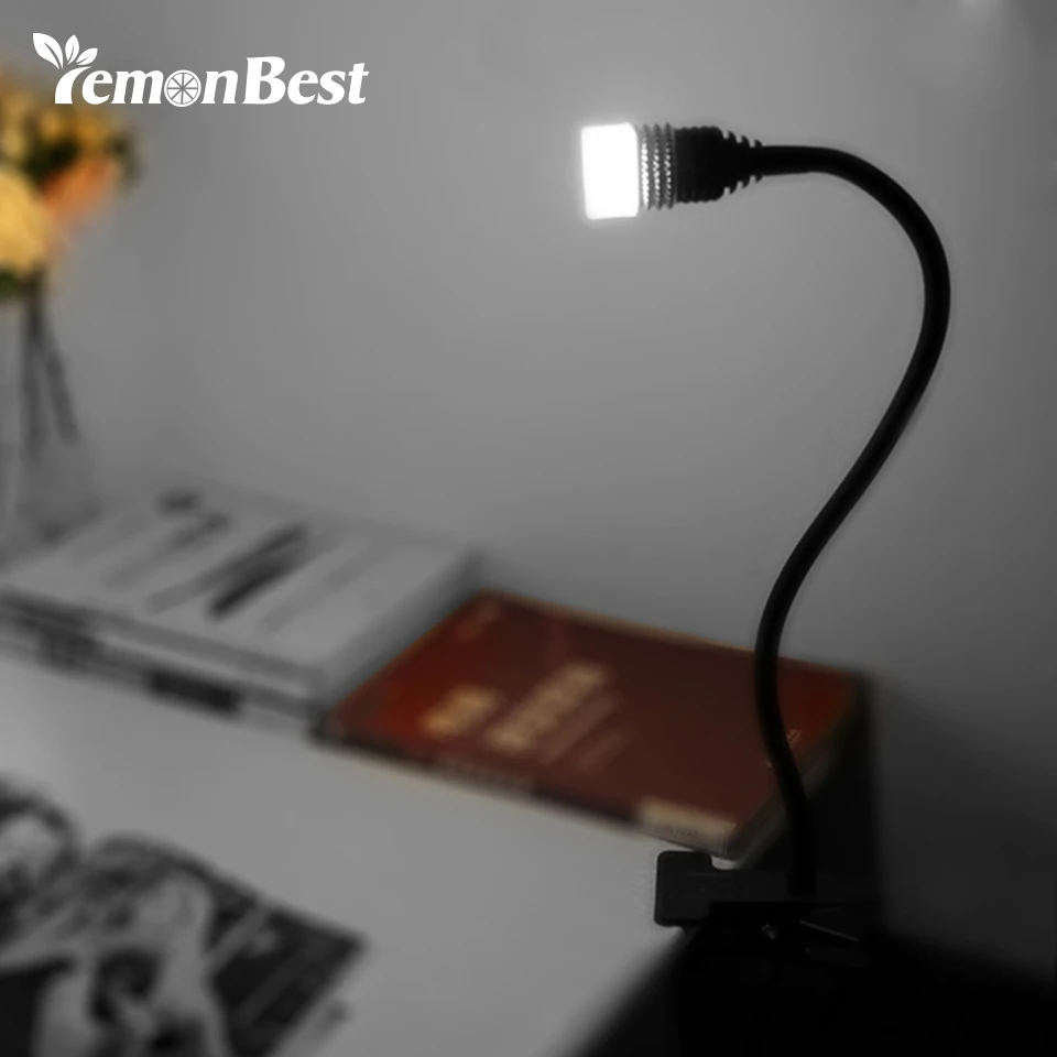 Flexible Gooseneck 3W COB LED Desk Lamp Clip Table Light Tube Reading