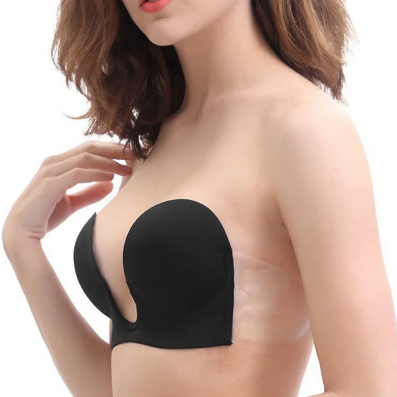 

Invisible Push Up Bra Strapless Bras Formal Dress Wedding Evening Sticky Self-Adhesive Silicone Brassiere New Deep U Plunge Bra