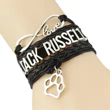 Бесконечность любовь Джек Рассел терьер браслет собака животное амулет лапа кожаные браслеты и браслеты для женщин мужские ювелирные изделия Прямая поставка