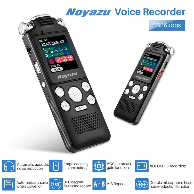 NOYAZU Original V59 Fast Charging 8G/560hrs Recording Capacity Digital Voice Recorder Noise Reduction Dictaphone Mp3, A-B Repeat NOYAZU Original V59 Fast Charging 8G/560hrs Recording Capacity Digital Voice Recorder Noise Reduction Dictaphone Mp3, A-B Repeat