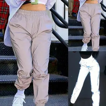 

Creative Fashion Luminous Solid Color Women Clothing Elastic Cargo Long Pants Autumn Ladies Casual Loose Stretch Cargo Trousers