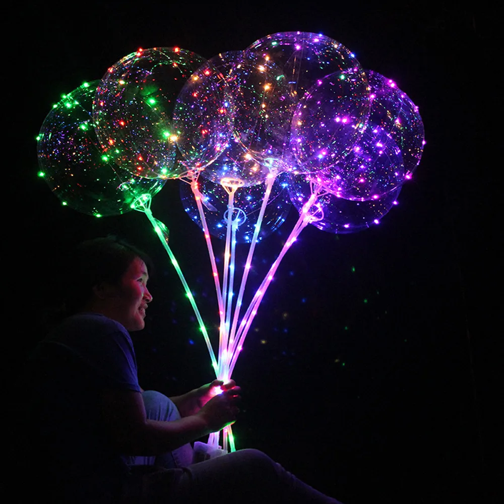 

5Pcs Reusable Luminous LED Balloon Transparent Round Bubble LED Luminous Lantern Balloons Big Event Party Wedding Decoration