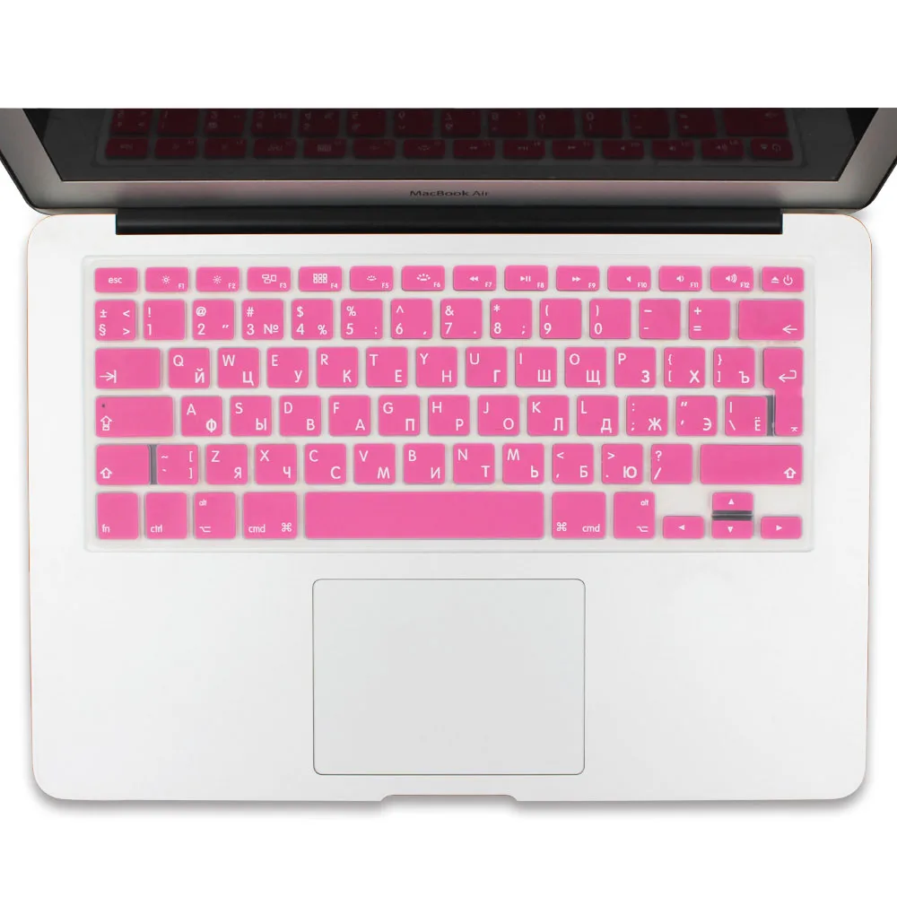 Мягкая силиконовая клавиатура для Apple Macbook Air Pro retina 13, 15, 17 дюймов, защитная клавиатура, наклейки - Цвет: Розовый