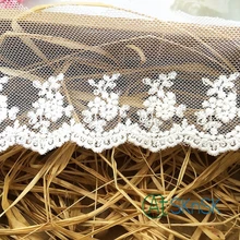 

1 Yard/ lot White Clear 7CM Wide Lace Ribbon DIY Fabric Woven Embroidery Lace Floral Decoration Lace Dress Clothing Applique