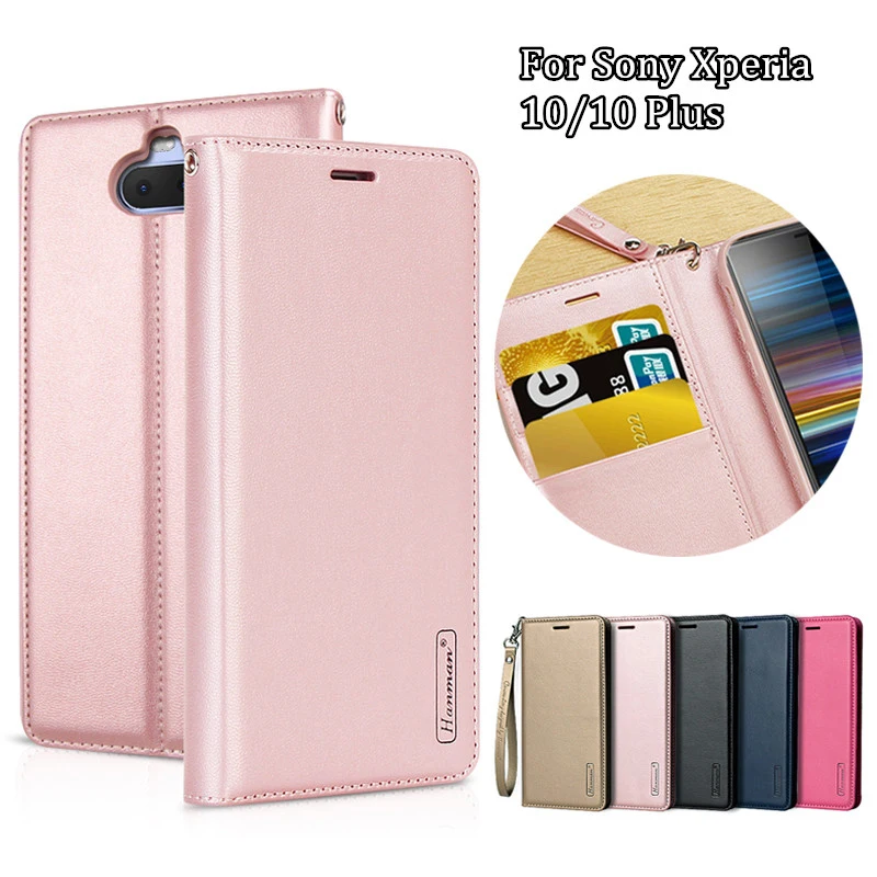 

Flip Cover Genuine Leather Bag For Sony Xperia 10 10 Plus Case Magnetic Soft TPU Back Cover With Card Stand Holder Phone Case