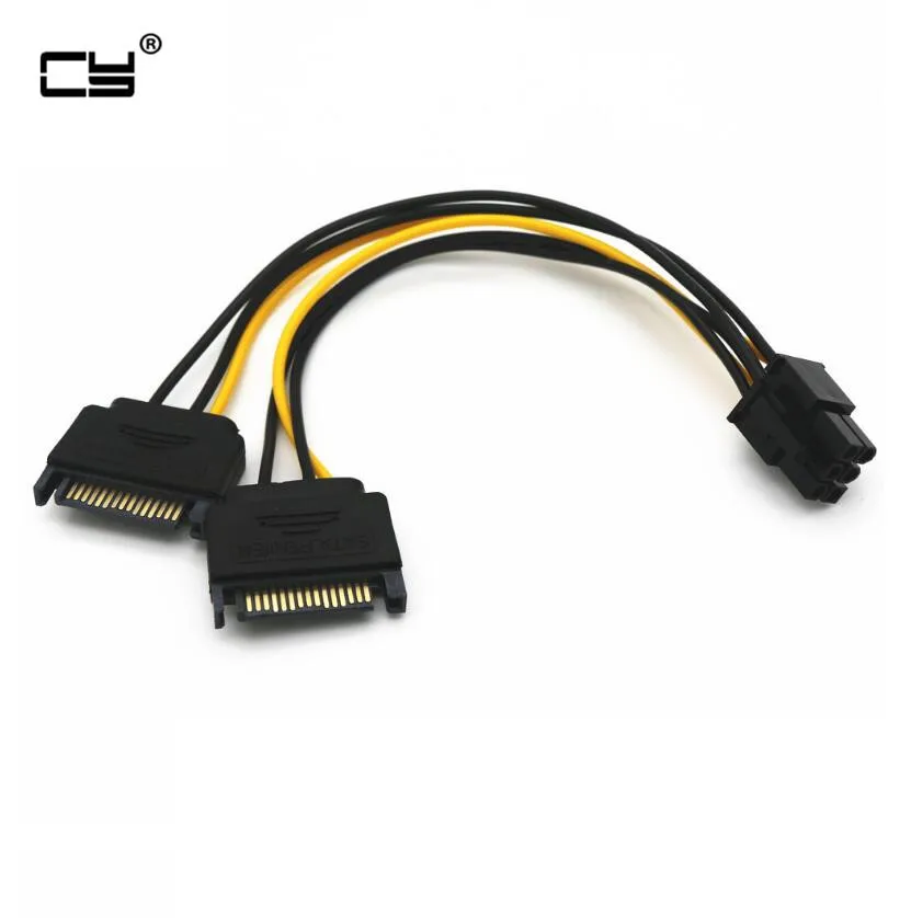 15Pin SATA Male to 6pin PCI E PCIe PCI Express Graphics Video Display