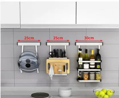 Stainless steel kitchen rack. Wall hangers. Rack of seasoning..