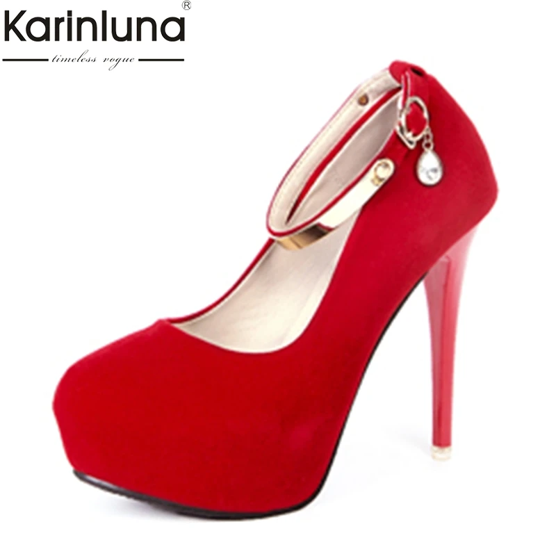 

KarinLuna Shoes Woman Sexy Thin Heeled High Heels ankle-strap Party Wedding Sexy Platform Pumps women's Shoes