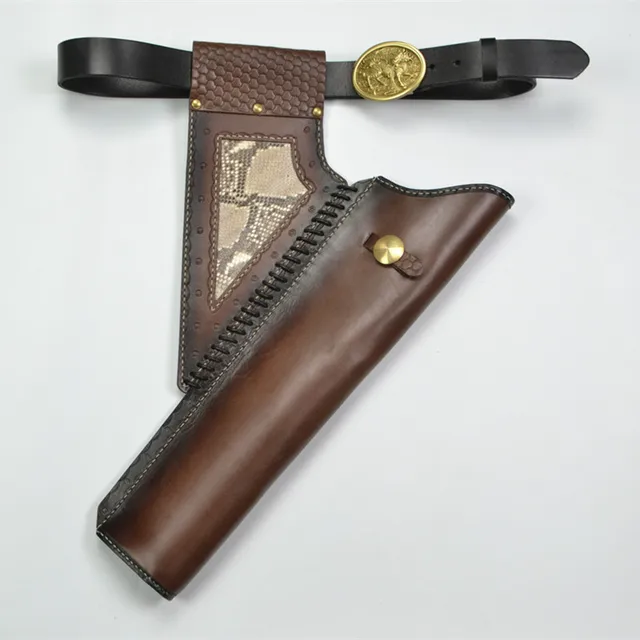 Cheap Hand Crafted Cow Leather Archery Quiver Hang on The Waist With Dark Brown for Hunting