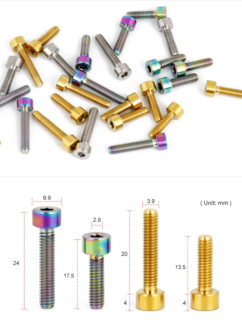 Deemount Ti TC4 болты M4* 13,5 M4* 20 с шестигранной головкой для крепления кабеля переключения передач для велосипеда MTB дорожный велосипед запчасти переключатель кабель титановые винты