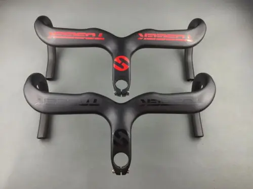 

TOSEEK Carbon Fiber Integrated Bar Stem 28.6mm*90/100/110/120mm Handlebar Road Bike Racing Bent Bar Handlebar 400/420/440mm