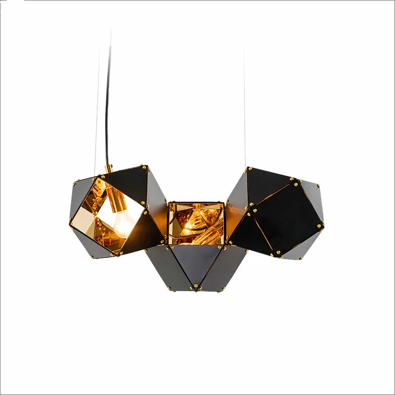 

Designer Wells DNA Plated Specular Led Chandelier Art Deco Painted Metal Solid Geometric Lustre Chandelier For Foyer Hotel
