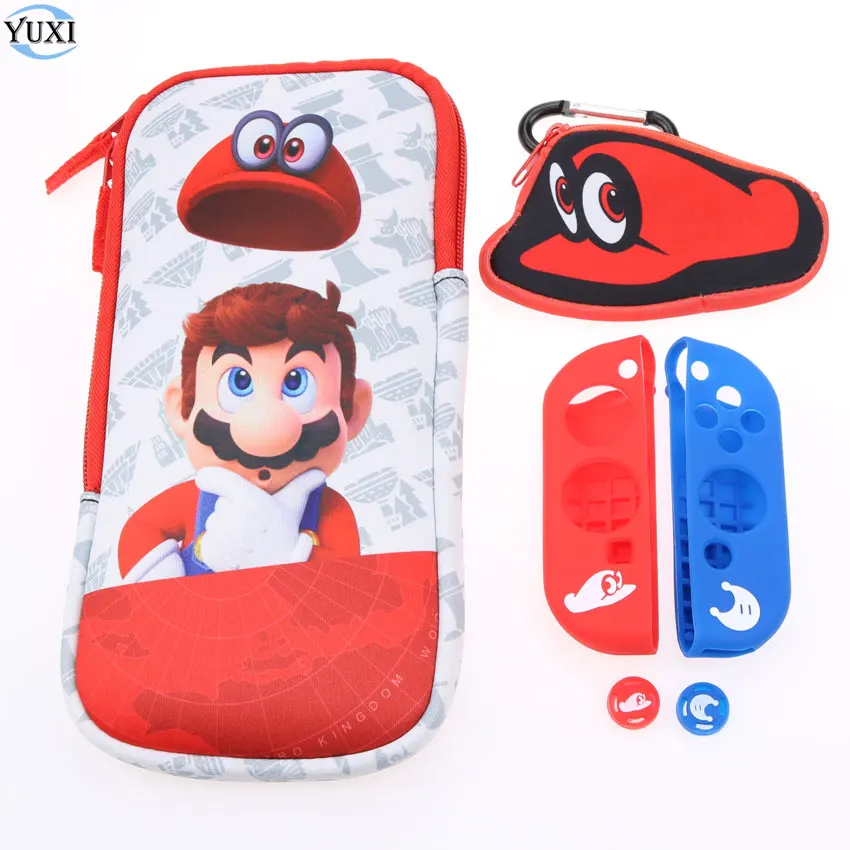

YuXi 6 in 1 for Nintend Switch NS Console Carrying soft Storage Bag + Silicone Case + Analog Caps for Joy-Con