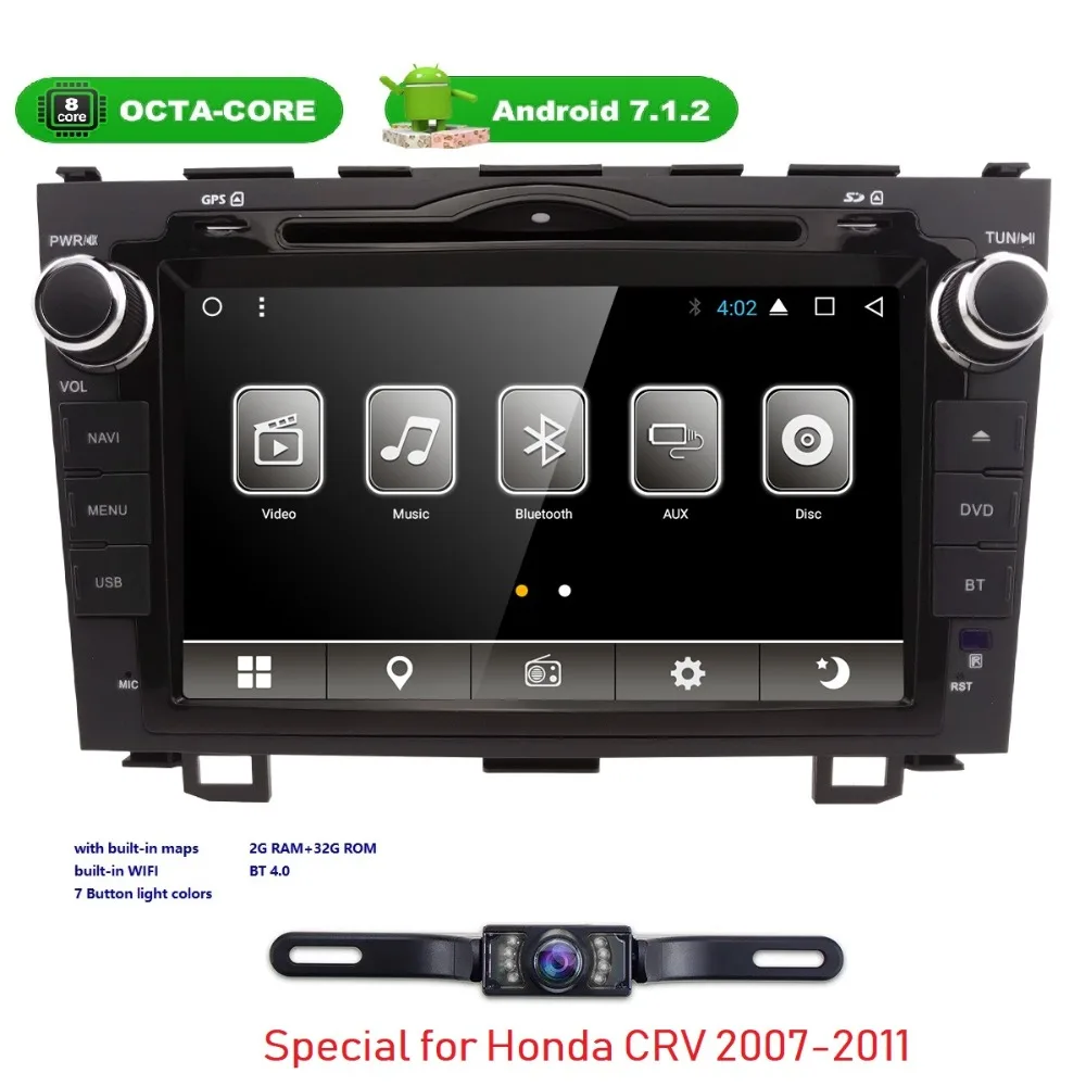 

Android 7.1 HD 1024*600 Car DVD Player Radio For Honda CRV 2007-2011 WIFI GPS Navigation Head Unit 2 din 2GRAM SWC DVB-T DAB+