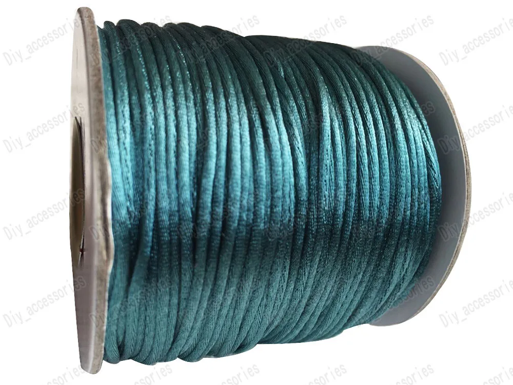 1.5mm Teal Green Rattail Nylon Cord Chinese Knot Beading Thread+Macrame Rope Bracelet String Accessories 80m/roll | Украшения и