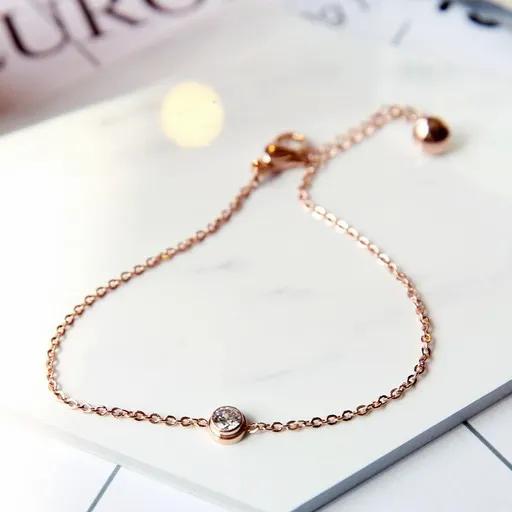 YUN RUO, модный бренд, розовое золото, браслет из цветного циркона, хрусталя, амулеты, 316L, ювелирные изделия из нержавеющей стали, женская цепь, звено, Предотвращает выцветание