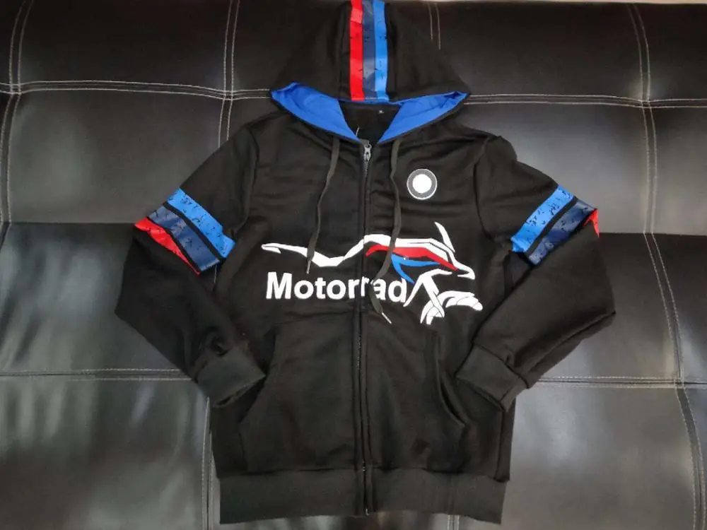 

Motorcycle Hoodie For BMW Motorsport Racing Team Zip Up Sweat Men's Black Sweatshirt