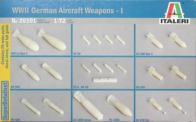 Out of print Italeri Model Kit WWII GERMAN AIRCRAFT WEAPONS Set I 1 72 scale 26101