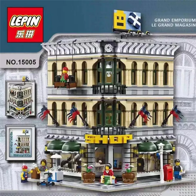 

Lepin 15005 City Grand Emporium Model Building Blocks Kits Brick Toy Compatible Educational 2182Pcs 10211 Children birthday Gift