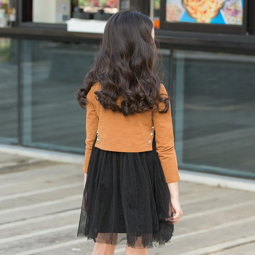 Skup Nowe dzieci gaza księżniczka sukienka nowe sukienki dla dziewczynek jesień zima dziewczynek z długim rękawem Mesh sukienki dla dzieci ubrania dla dzieci