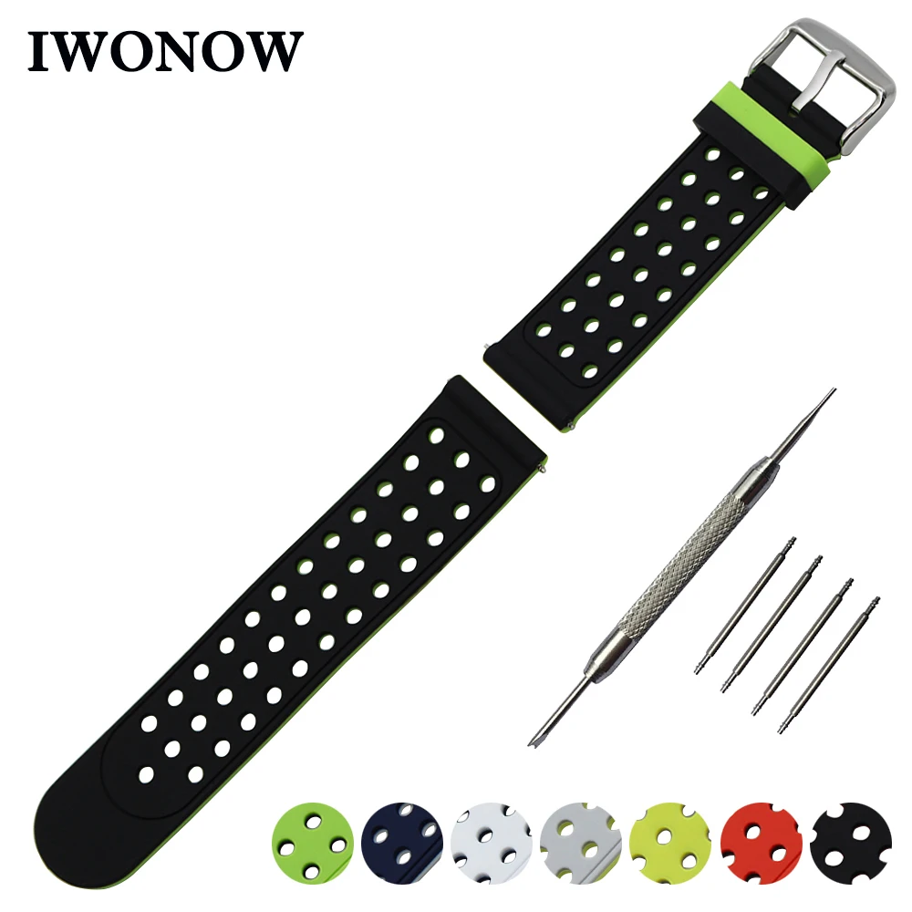 

Silicone Rubber Watch Band 21mm 22mm 23mm 24mm Universal Watchband Double Side Wearing Strap Wrist Belt Bracelet + Spring Bar