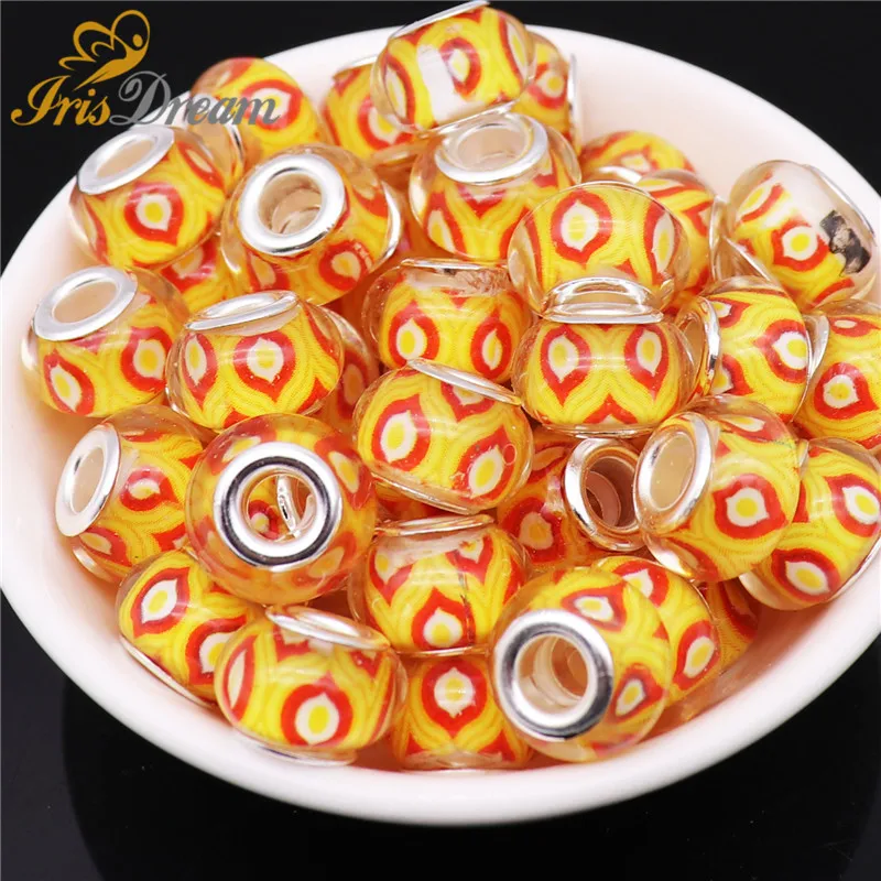 

50Pcs Big Hole Acrylic Beads Spacer for Jewelry Making DIY Murano European Style Beads Fit Pandora Bracelet Chain Necklace DIY