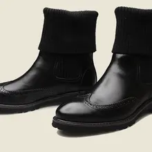 Новые кожаные Для мужчин сапоги теплые пинетки Повседневное модные удобные Для мужчин обувь