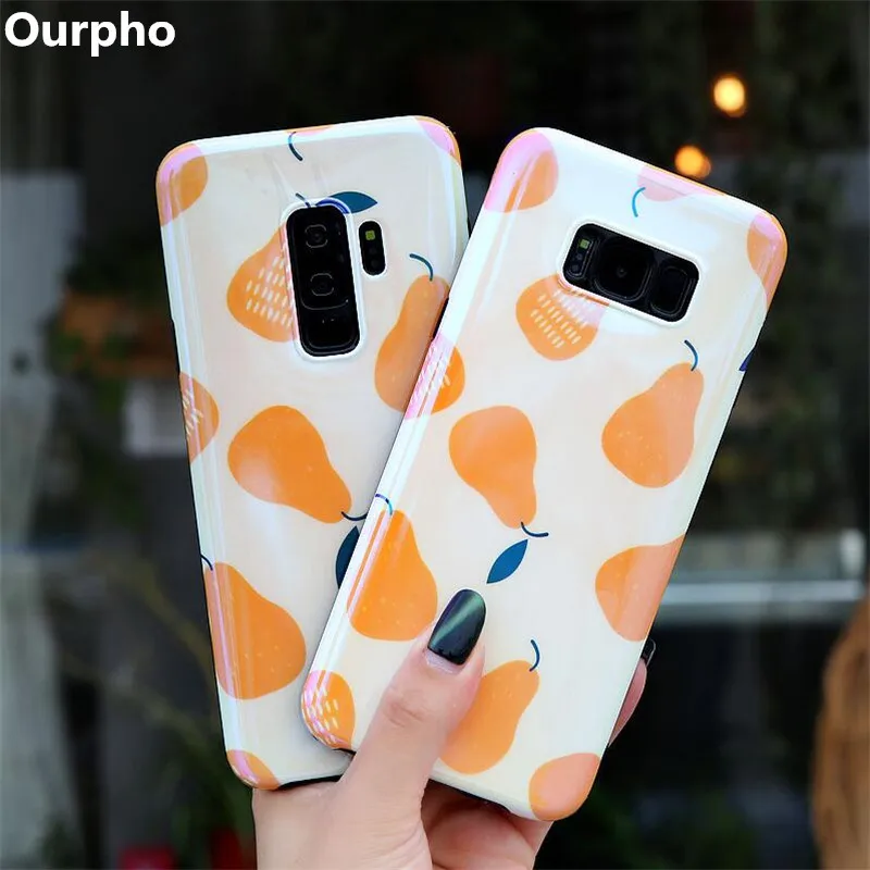 

Ourpho Cartoon Pear Phone Case For Samsung Note 8 9 Case Fresh Fruits Silicone Soft Cases For Samsung Galaxy S8 S9 S10 Plus