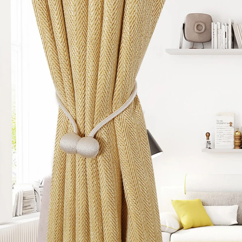 1 PC Magnetic Curtain Tiebacks Decorative Drapes Tie Backs Window Curtain Weave Holdbacks for Wide and Thick Window Drapries