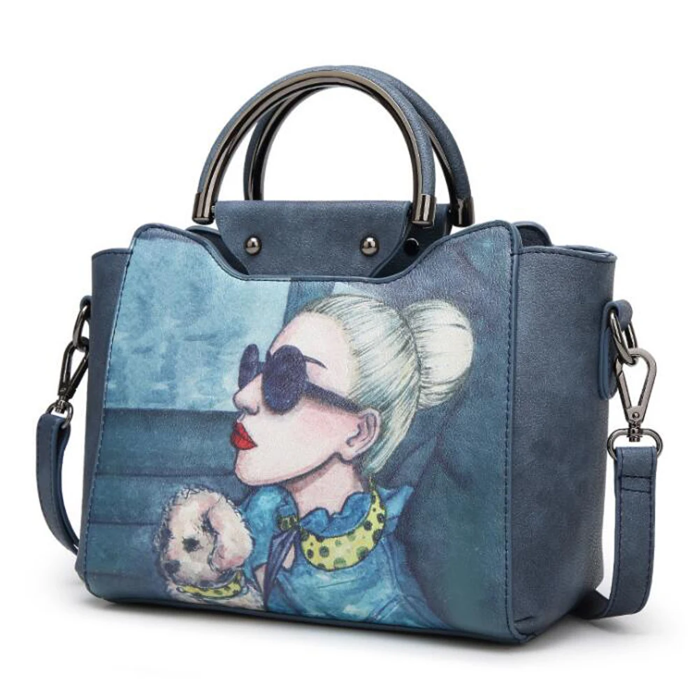 

Hot Sale Women Handbags Shoulder Bags Genuine Leather Bags High Quality Young Lady Painting OL Bags