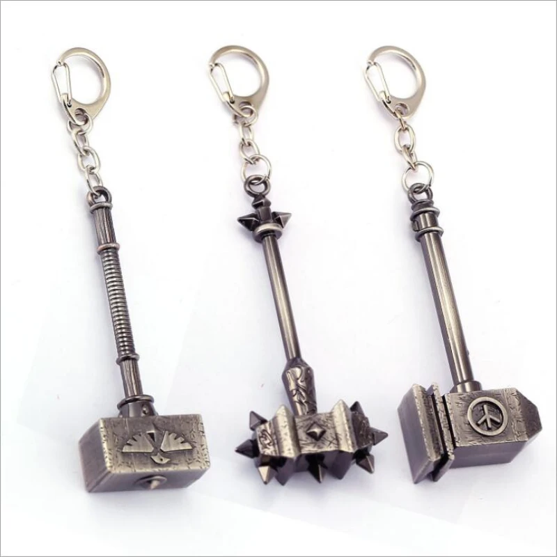 Hot Sale Game Cosplay Keyring Hammer Keychain World Of Warcraft Wow Accessory Weapon Model