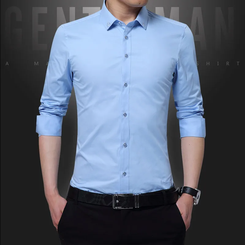 Camisas Hombre Manga Larga весенне-осенняя Повседневная Модная приталенная рубашка Мужская