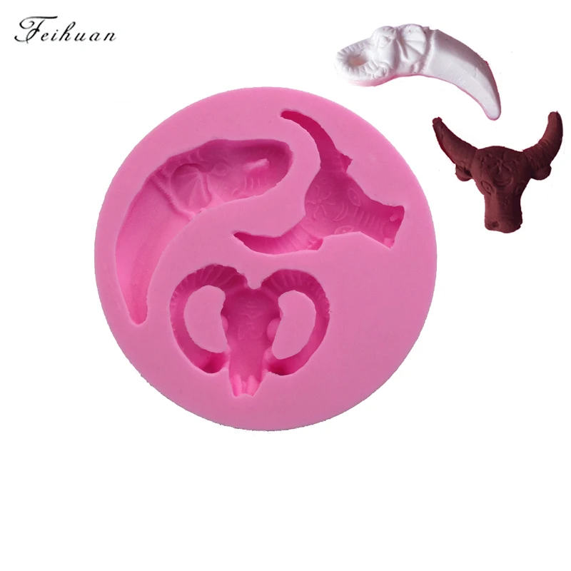 Gumapste 3D Halloween Cattle Ivory Cow Neat Bull Head Silicone Mold Cake Decorating Tools Fondant Chocolate Pastry Baking | Дом и сад